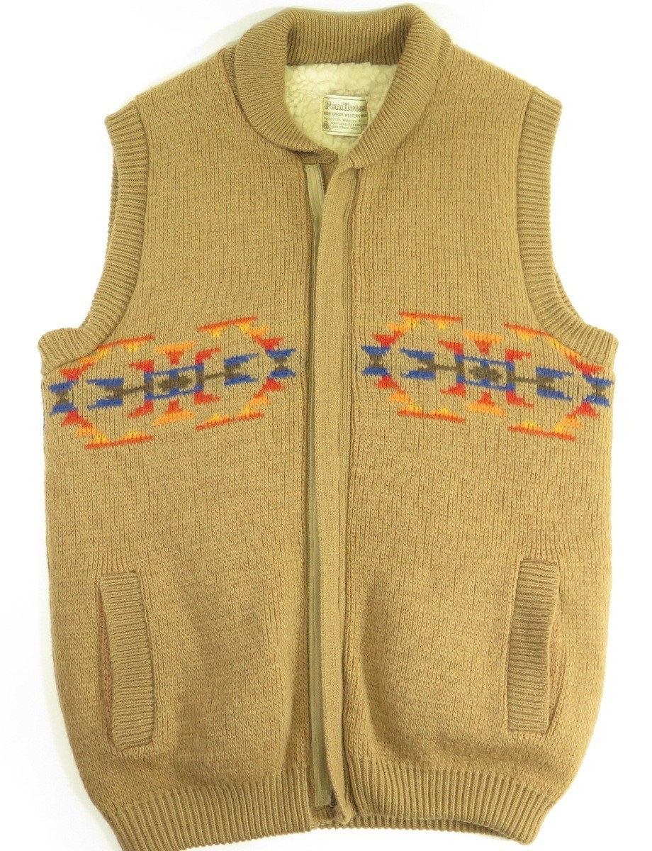 Vintage 80s Pendleton Southwestern Sweater Vest Sherpa Western