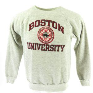Vintage 80s Boston University Champion Sweatshirt Mens L Flock Print ...