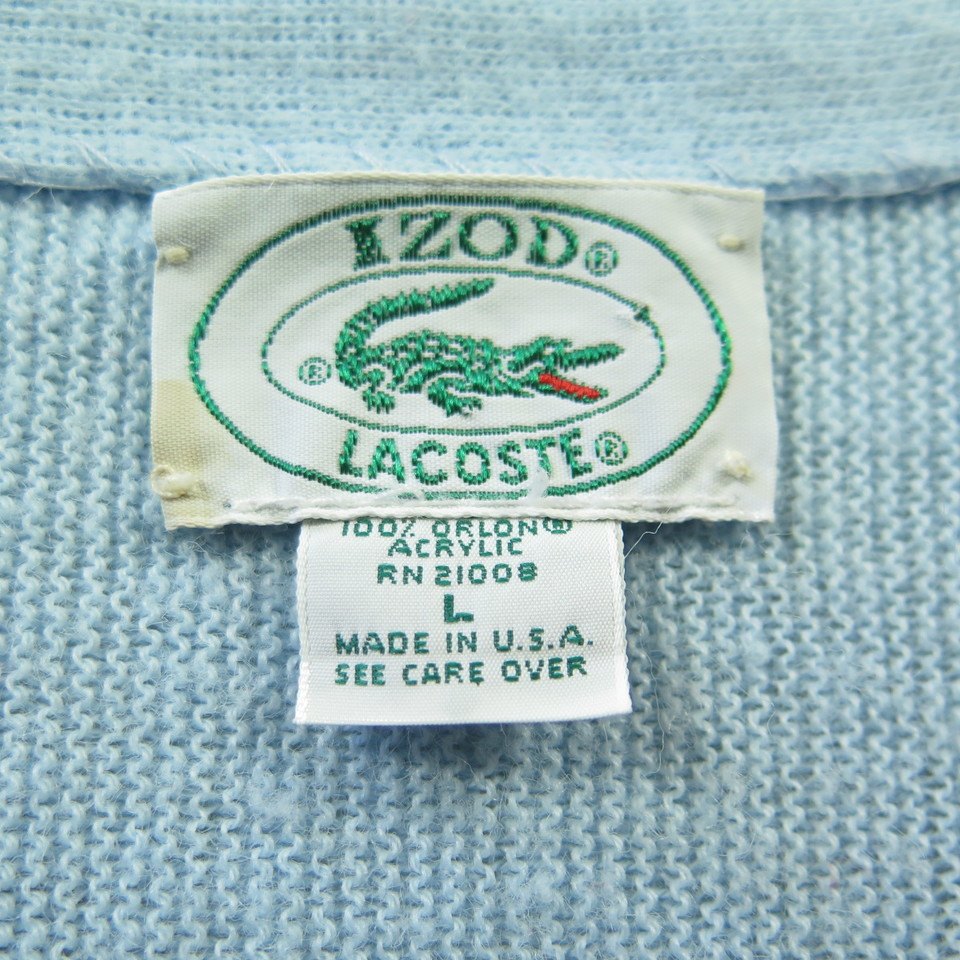 Vintage 70s Izod Lacoste Cardigan Sweater Mens L Green Alligator USA ...