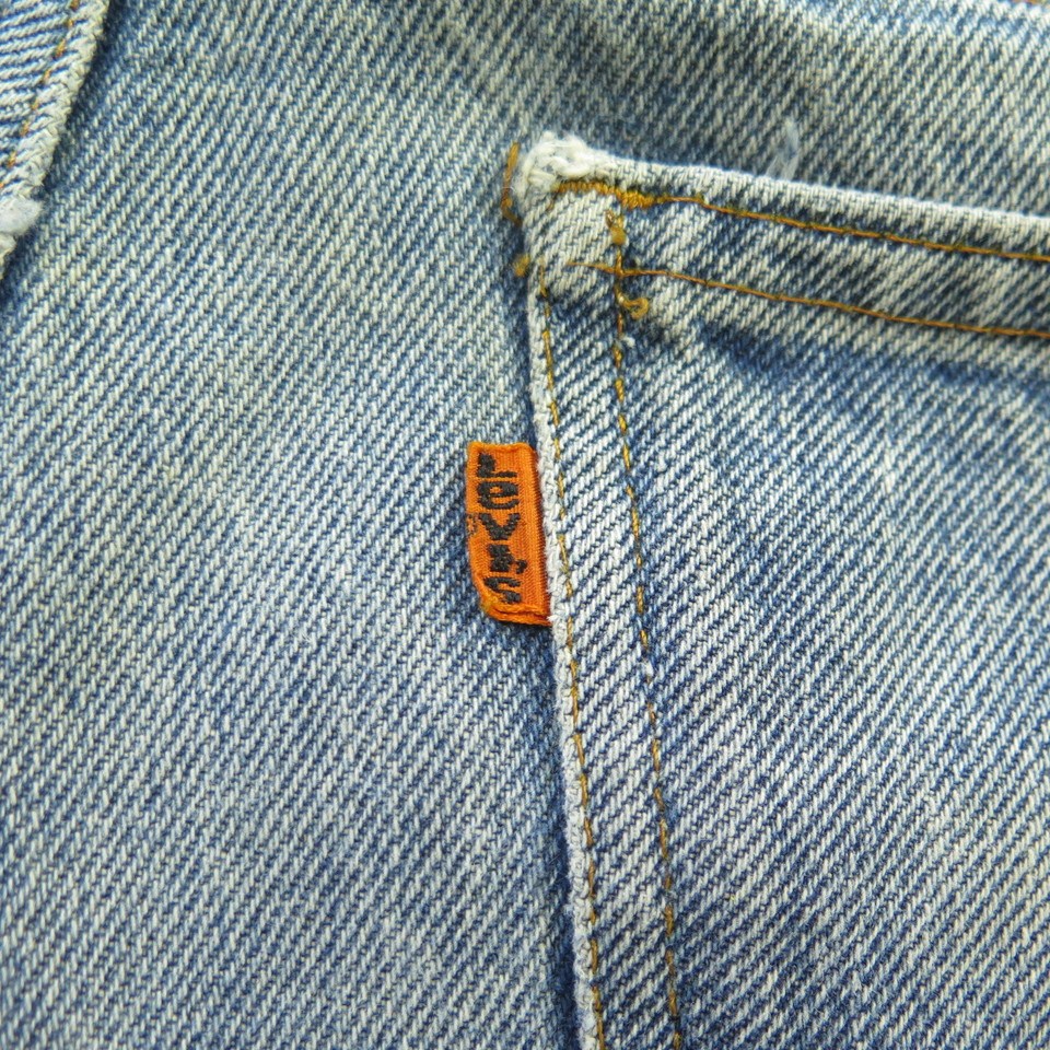 Vintage 70s Levis Bell Bottom Jeans Mens 34 x 33 Denim Flared Orange ...