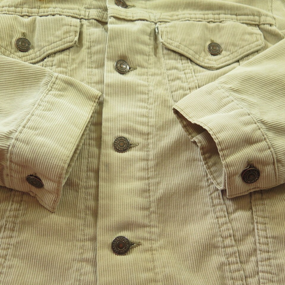 Vintage 80s Levis Type III Trucker Jacket Mens 46 Corduroy White Tab USA  Tan | The Clothing Vault