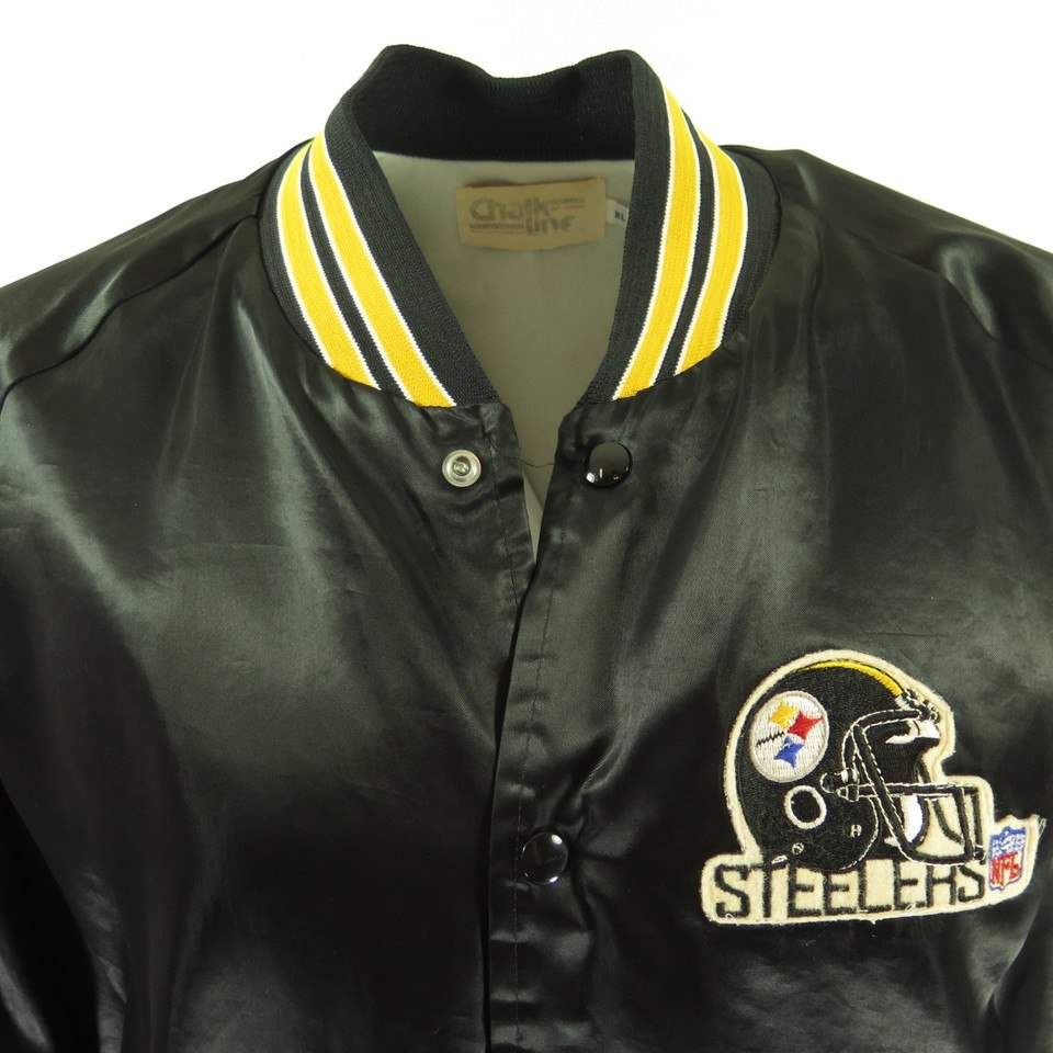 Vintage 80s Pittsburgh Steelers Chalk Line Jacket Mens XL Satin NFL