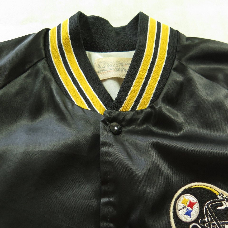 Vintage 80s Pittsburgh Steelers Chalk Line Jacket Mens XL Satin