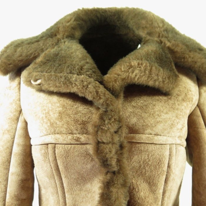 Vintage Shearling Jacket Womens S Deadstock Sheepskin Leather Brown ...