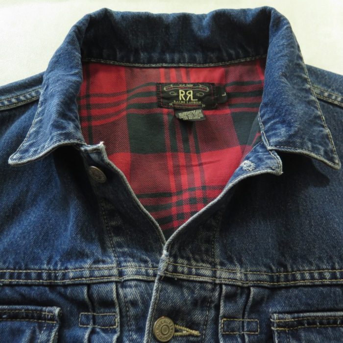 Vintage 90s Double RRL Ralph Lauren Denim Jacket L Mens USA Plaid