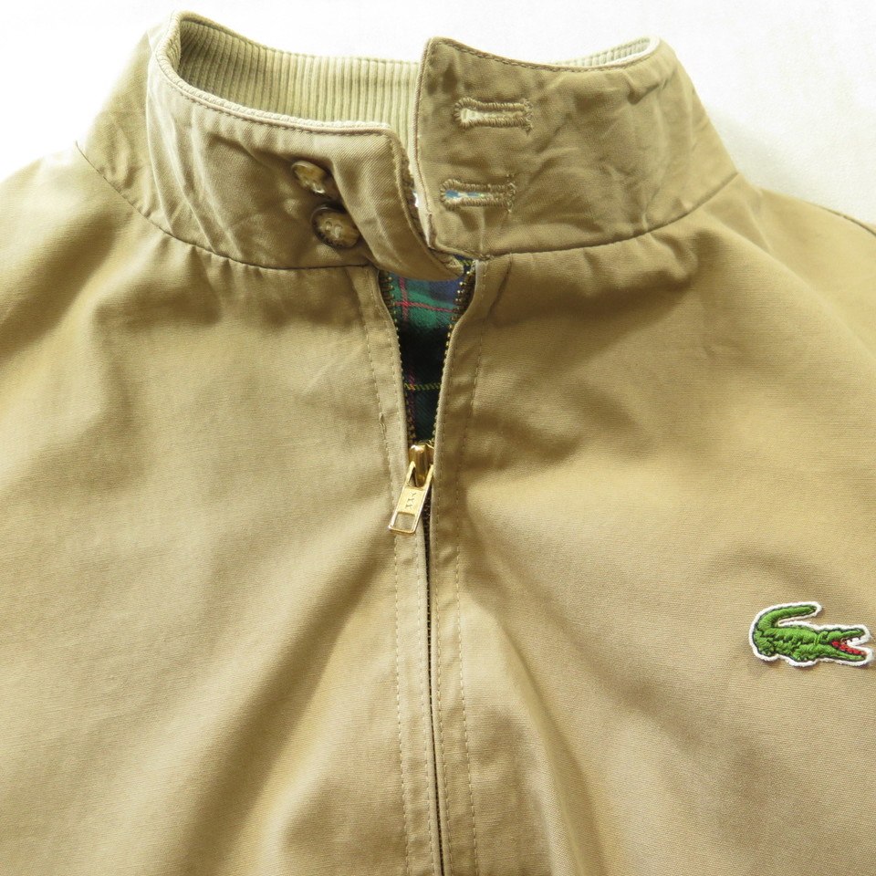 Vintage 70s Izod Lacoste Harrington Jacket Mens L Green Alligator Plaid ...