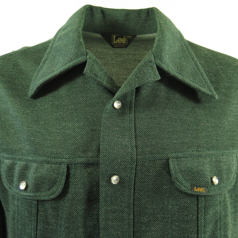 Vintage 60s Lee Western Shirt Mens XL Black Tab Deadstock Green Pearl ...