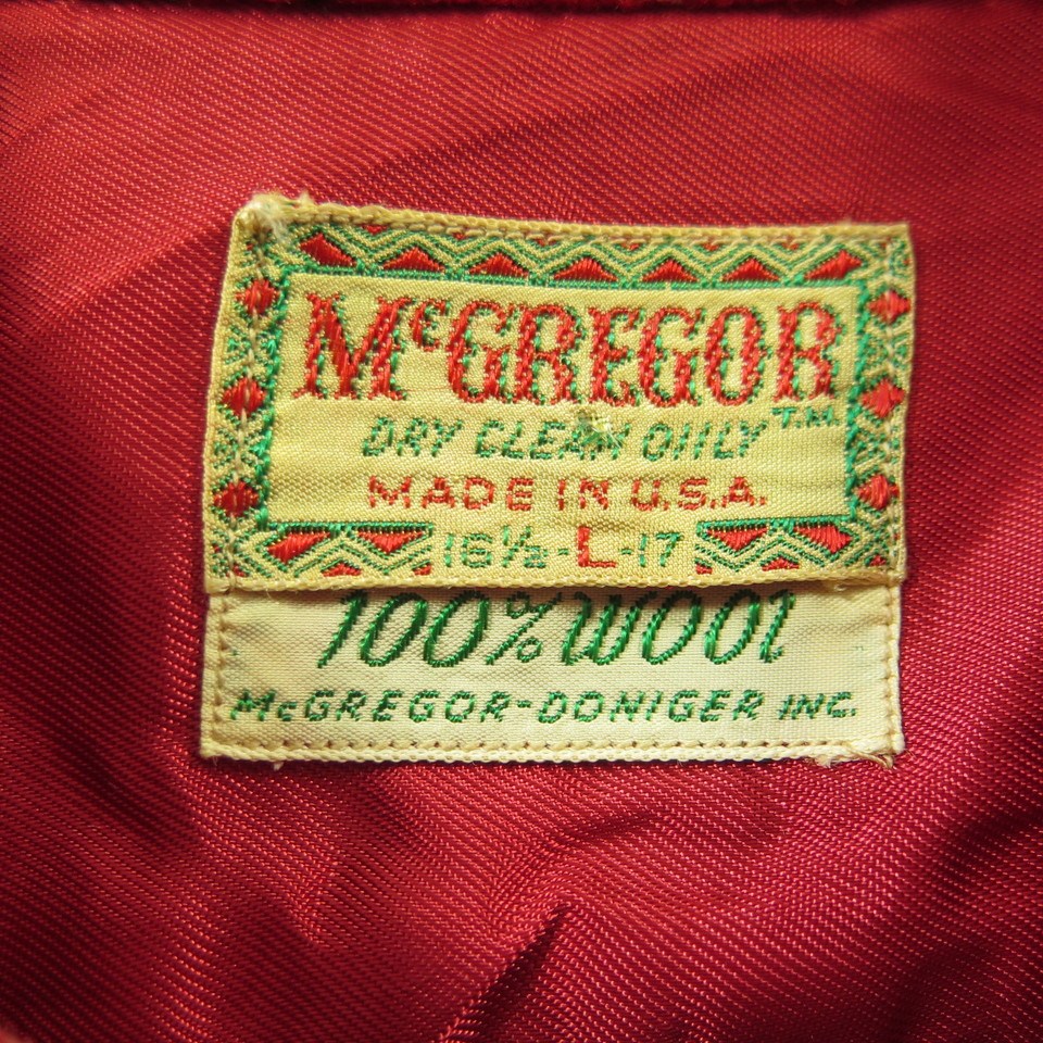 Vintage McGregor Camp Shirt Mens L 16 1/5 Bakelite Deadstock Red Plaid ...