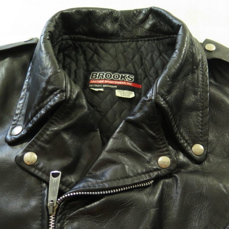 Vintage 80s Brooks Leather Biker Jacket 48 Xl Motorcycle Black Rare Size The Clothing Vault