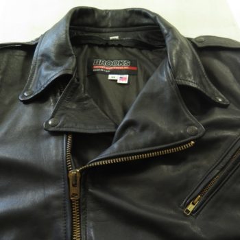 Vintage 80s Brooks Motorcycle Biker Leather Jacket Mens 44 W Belt Black ...