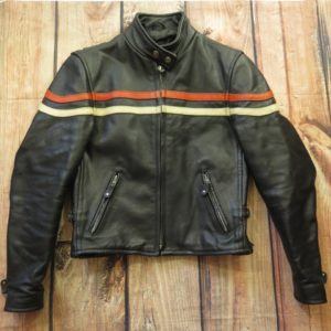 Cafe Racer Motorcycle Biker Leather Jacket Womens XS Striped Genuine ...