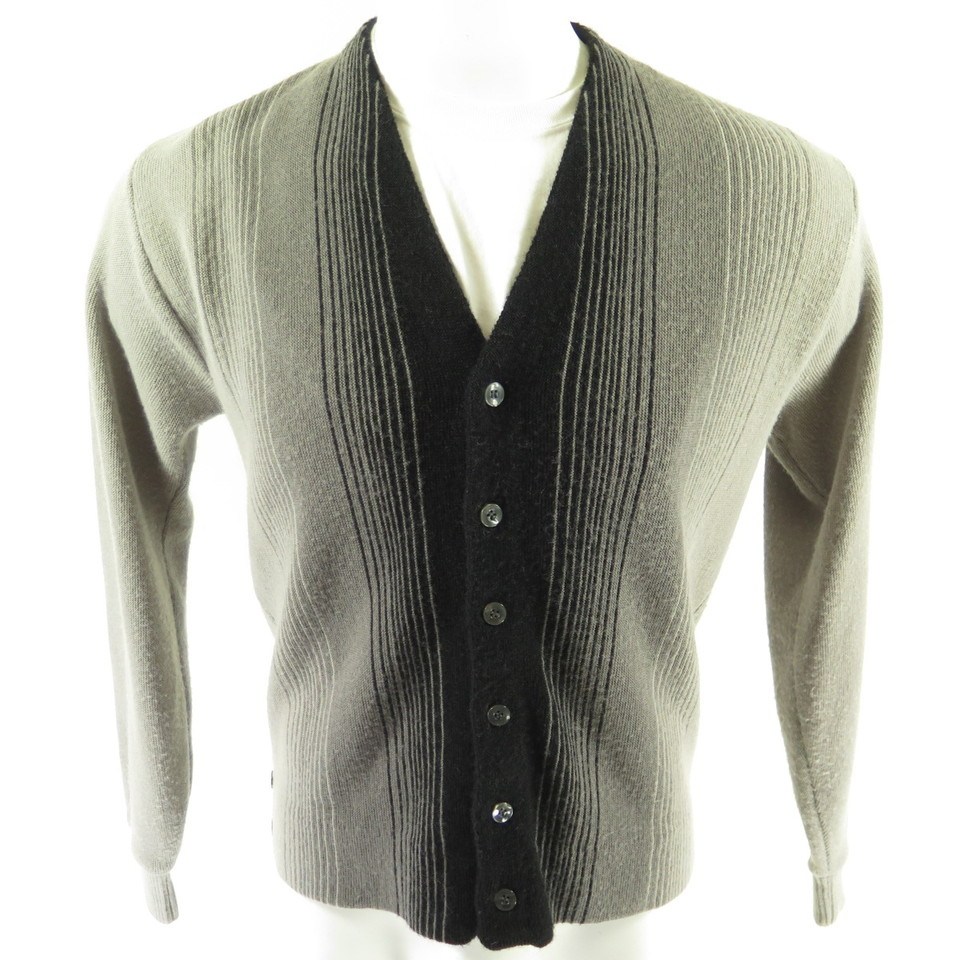 Vintage 50s Rockabilly Cardigan Sweater Mens L Arena Stripes