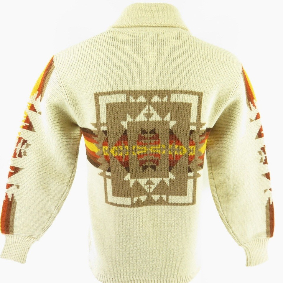 Vintage 60s Southwestern Cardigan Sweater Mens L Deadstock Jc Penny 