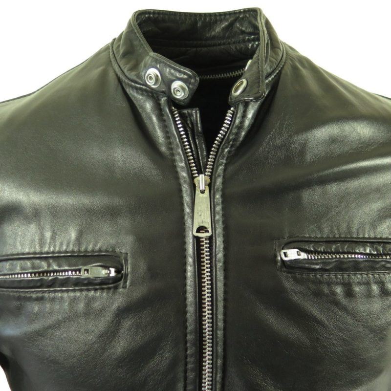 Vintage 80s Brooks Leather Jacket 38 Motorcycle Cafe Racer w Liner ...