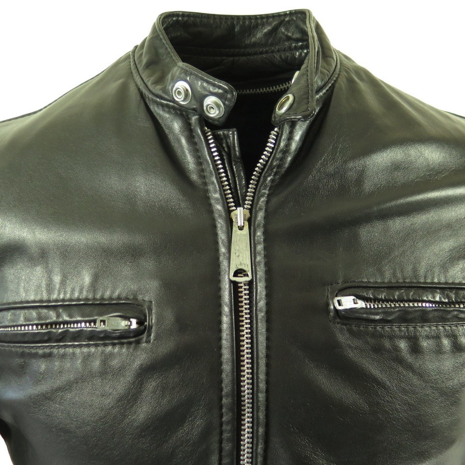 Vintage 80s Brooks Leather Jacket 38 Motorcycle Cafe Racer w Liner 