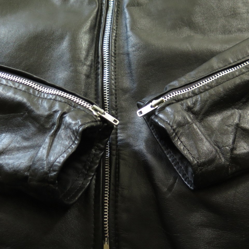 Vintage 80s Brooks Leather Jacket 38 Motorcycle Cafe Racer w Liner ...
