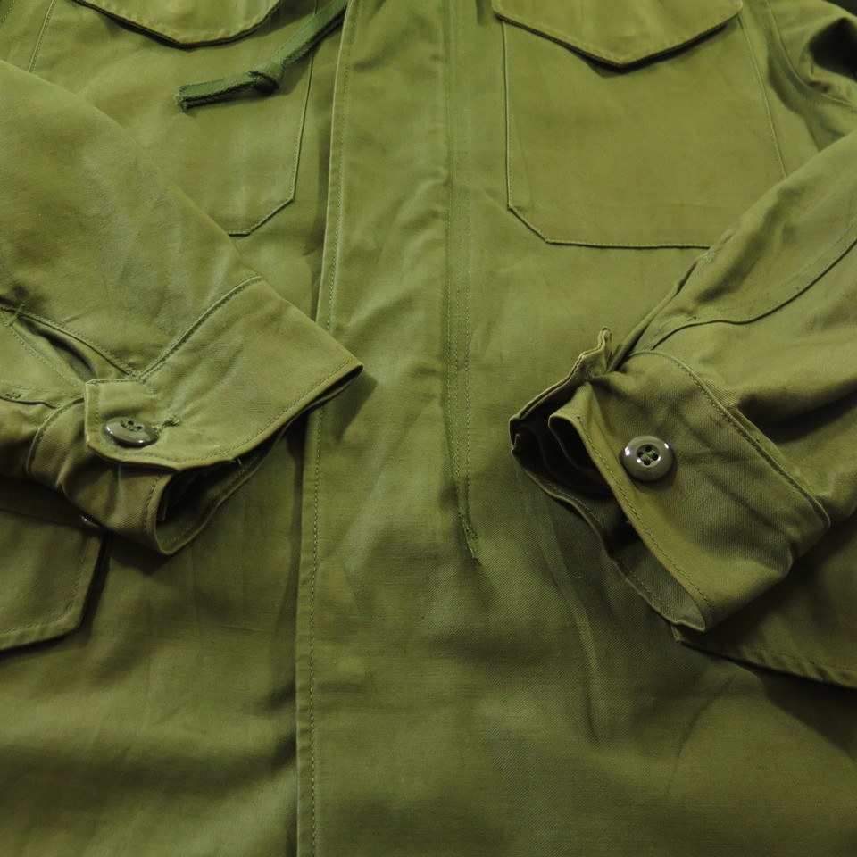 Vintage 60s Army Coat OG107 Military Small Long Wind Resistant