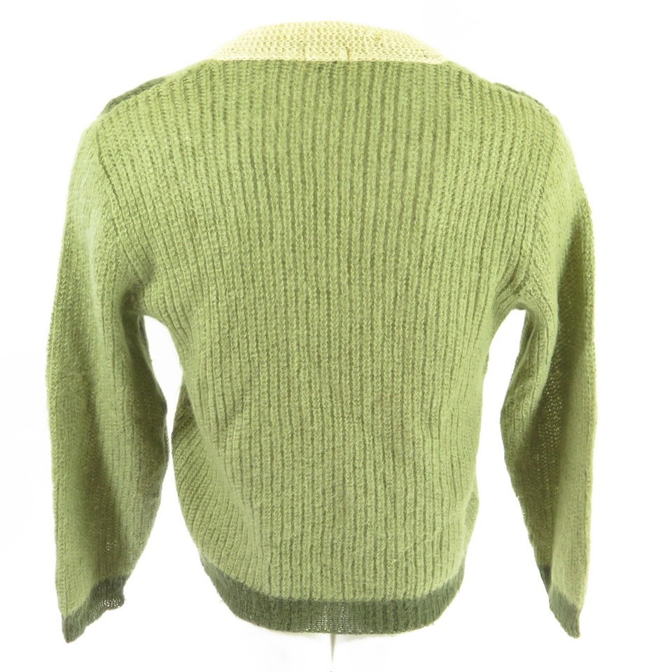 Vintage 50s Rockabilly V pattern Wool Sweater Mens L Gertz Mohair Green ...