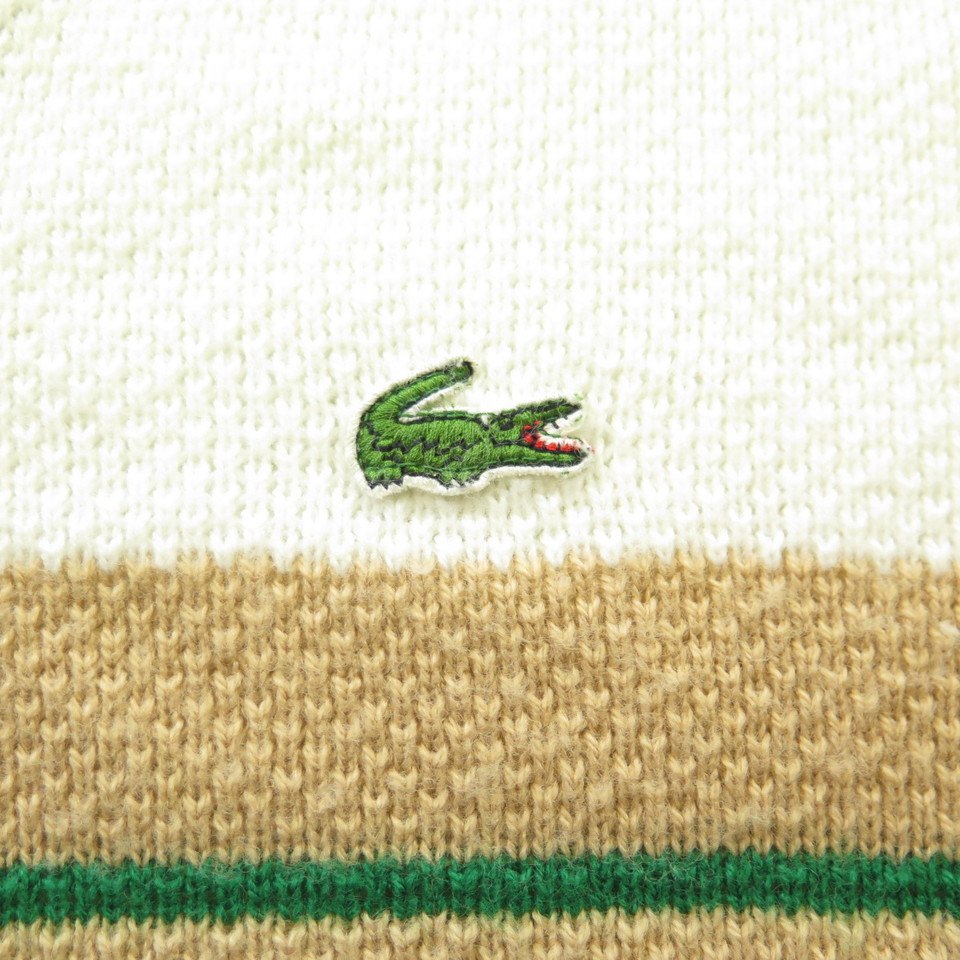 Vintage 80s Lacoste Sweater Medium V neck Green Alligator Acrylic | The ...