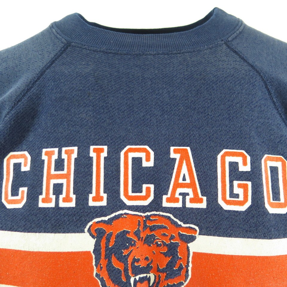 Vintage 80s Chicago Bears Sweatshirt Mens XL Blue Trench Print NFL