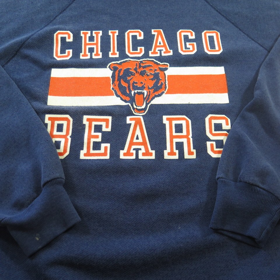 Vintage 80s Chicago Bears T-Shirt Mens XL 46-48 Blue Trench USA NFL Football