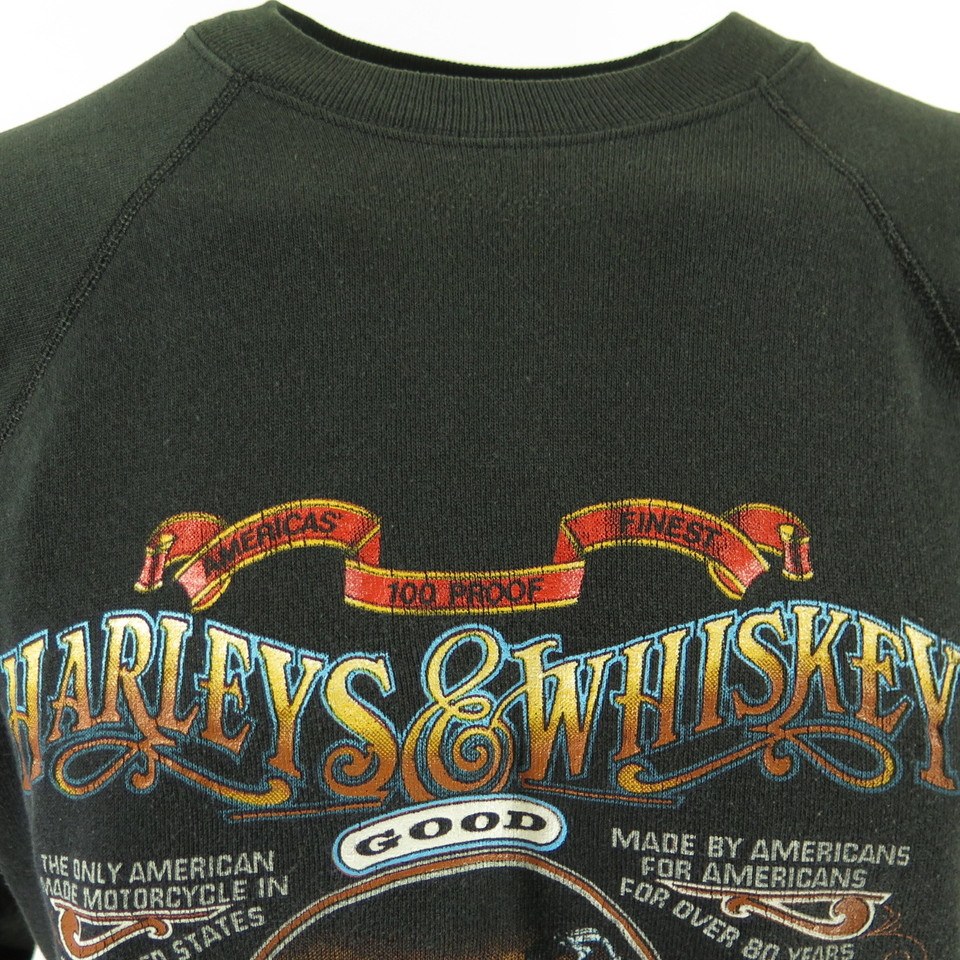 Vintage 80s Hanes Harley and Whiskey Sweatshirt Men L Harley