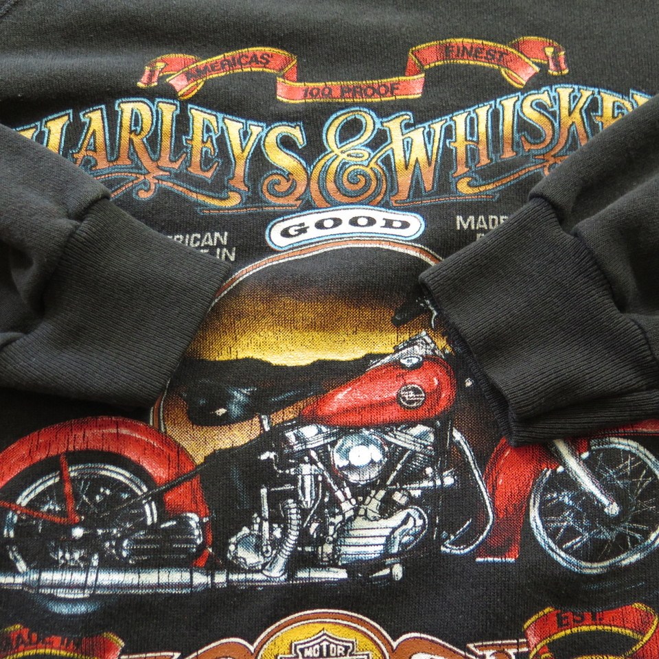 Vintage 80s Hanes Harley and Whiskey Sweatshirt Men L Harley