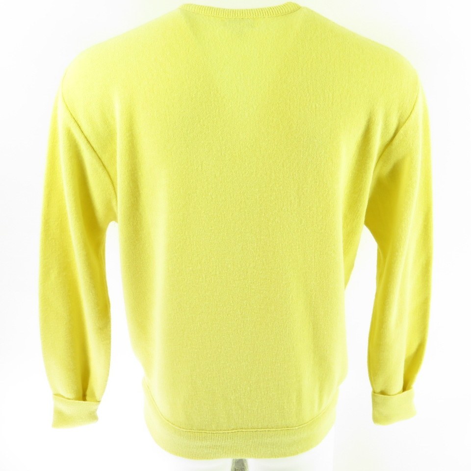 Vintage 80s Izod Lacoste Sweater Mens Large USA Made Yellow V Neck ...