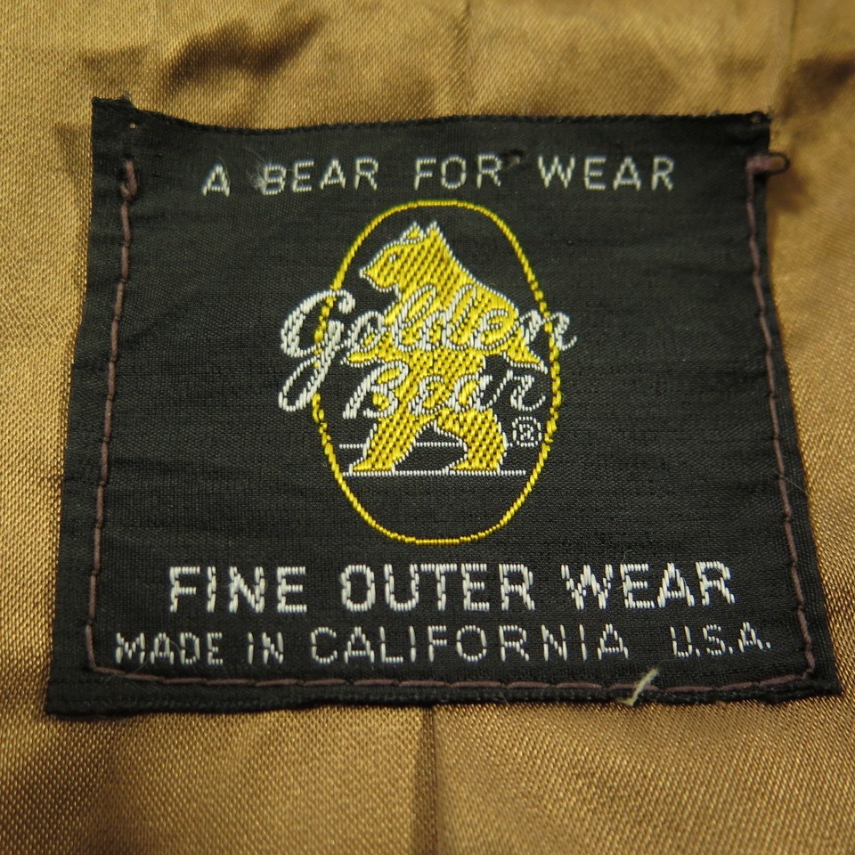 Vintage 60s Golden Bear Leather Jacket Mens M Brown California Wide ...