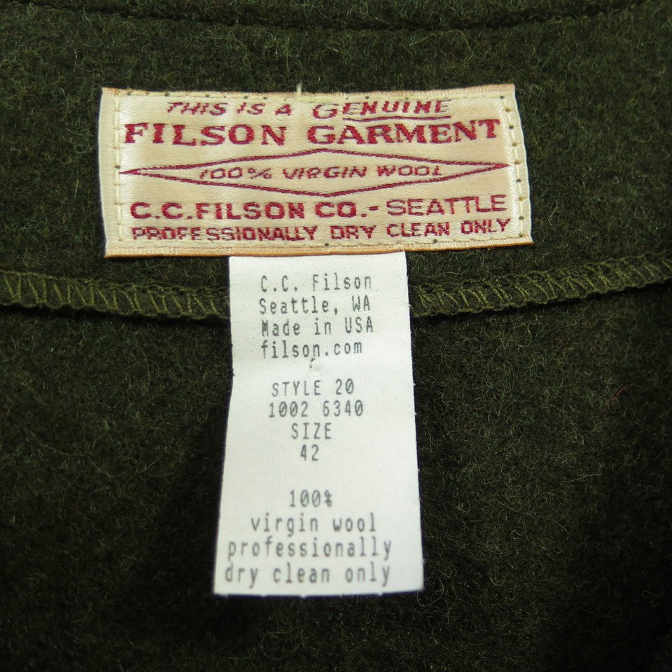 CC Filson Mackinaw Hunting Vest Mens 42 Virgin Wool Green | The ...