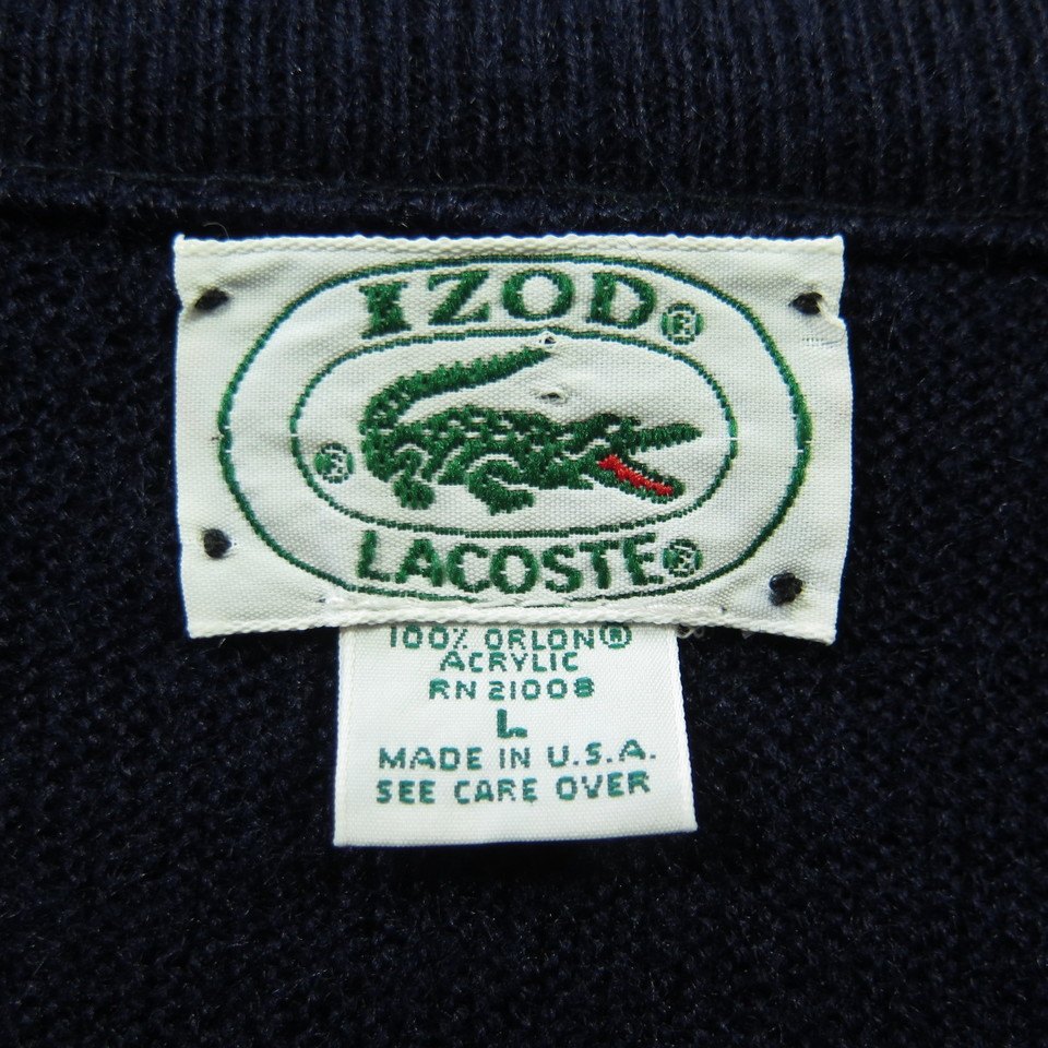 Vintage 70s Izod Lacoste V-neck Sweater Mens L Blue Green Alligator ...