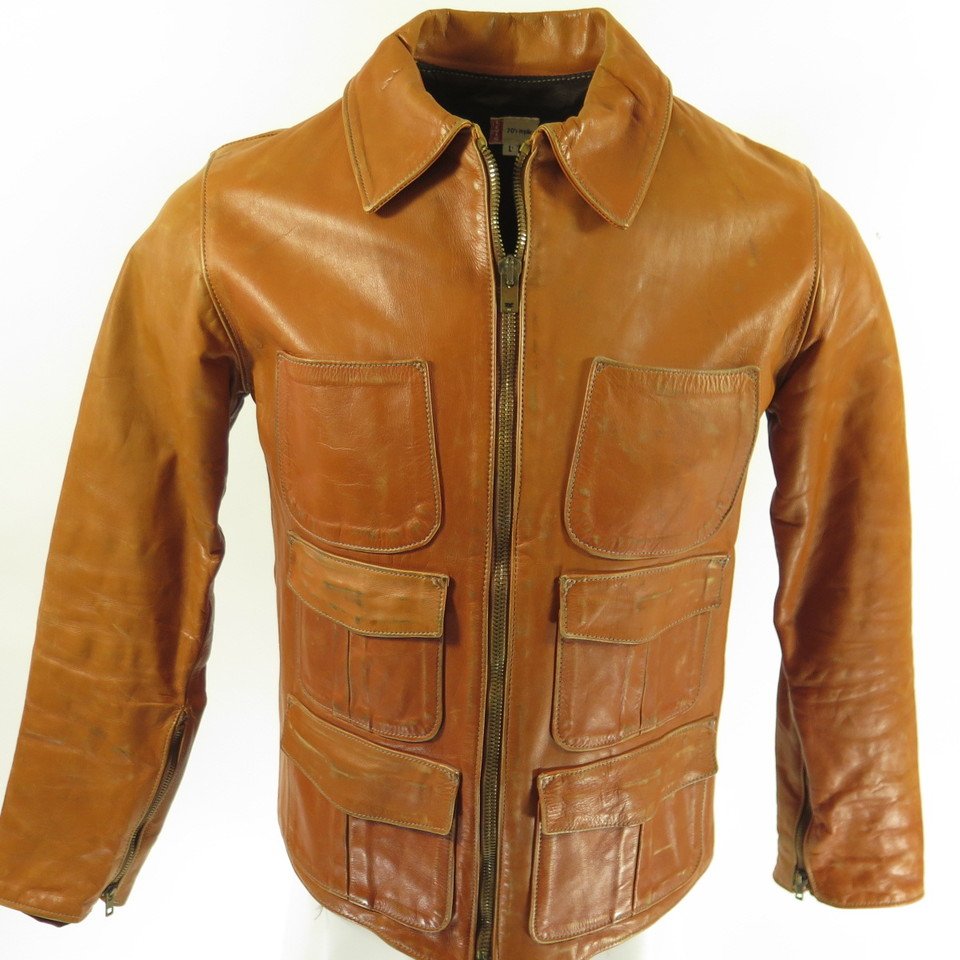 Levis 70s Replica Leather Jacket Mens L Brown Star Studded | The Clothing  Vault