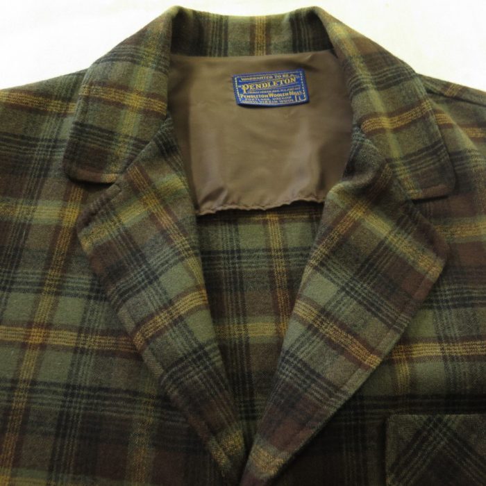 Vintage 60s Pendleton Plaid Sport Coat Men L Long Jacket Leather Knot ...