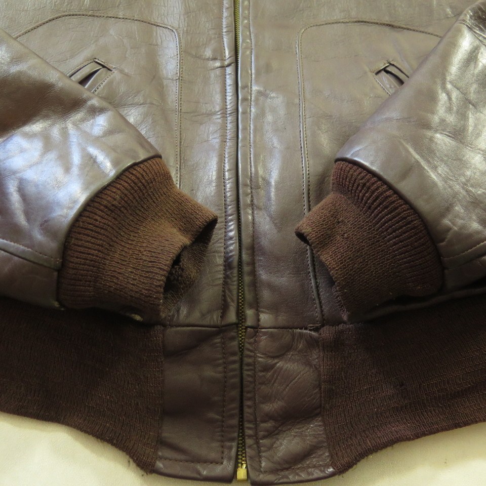 Vintage 50s Steerhide Flight Bomber Jacket Mens 38 Pennys Shearling 