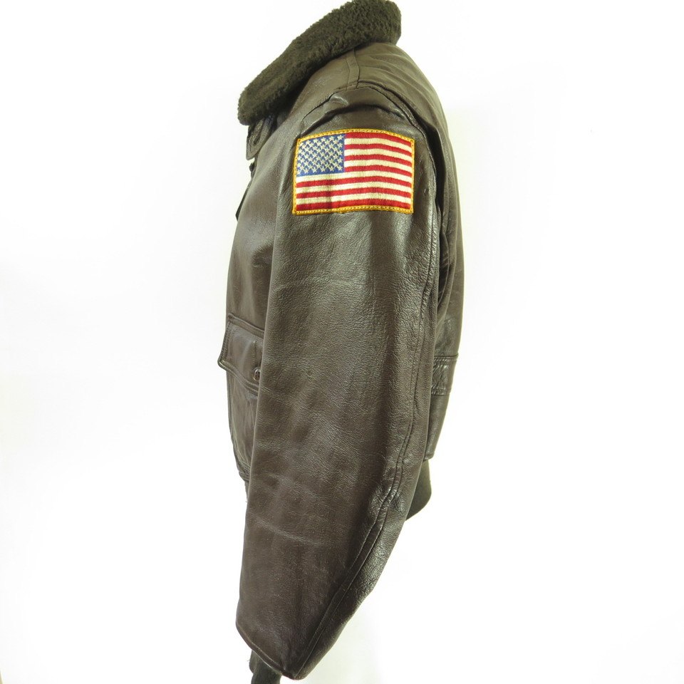 Vintage 70s G-1 Marine Corps Flight Leather Jacket 46 Vietnam Bomber