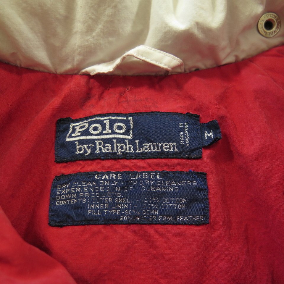 Vintage 90s Polo USA Ralph Lauren Down Jacket M P-wing Cookie Crest ...
