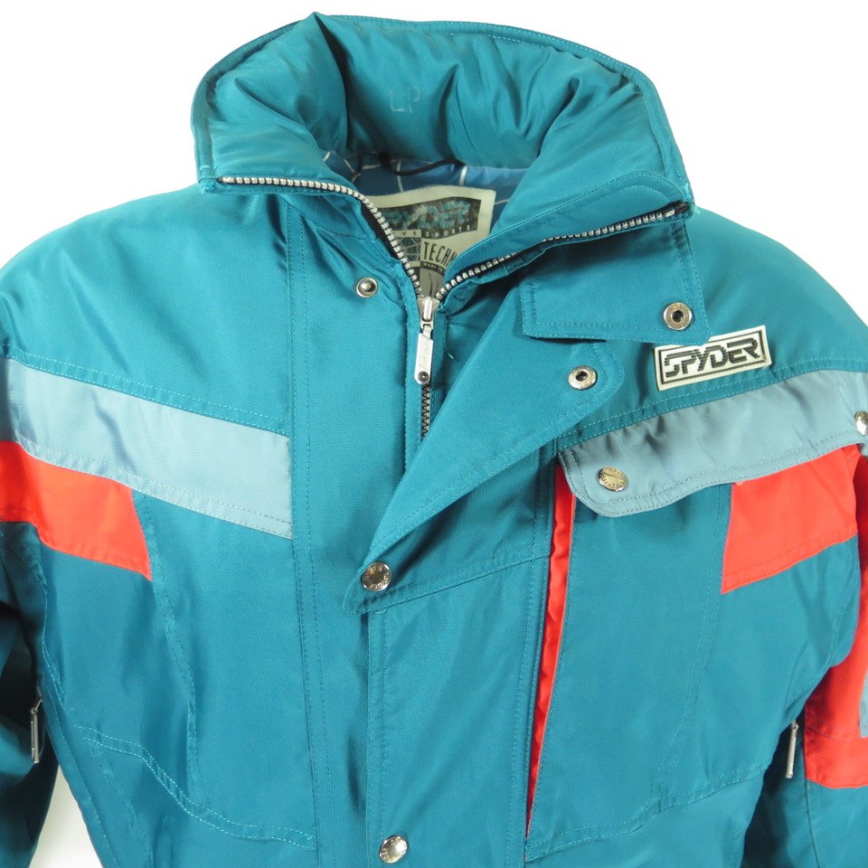 Vintage 80s Spyder Retro Ski Suit Mens L Turquoise Neon Red