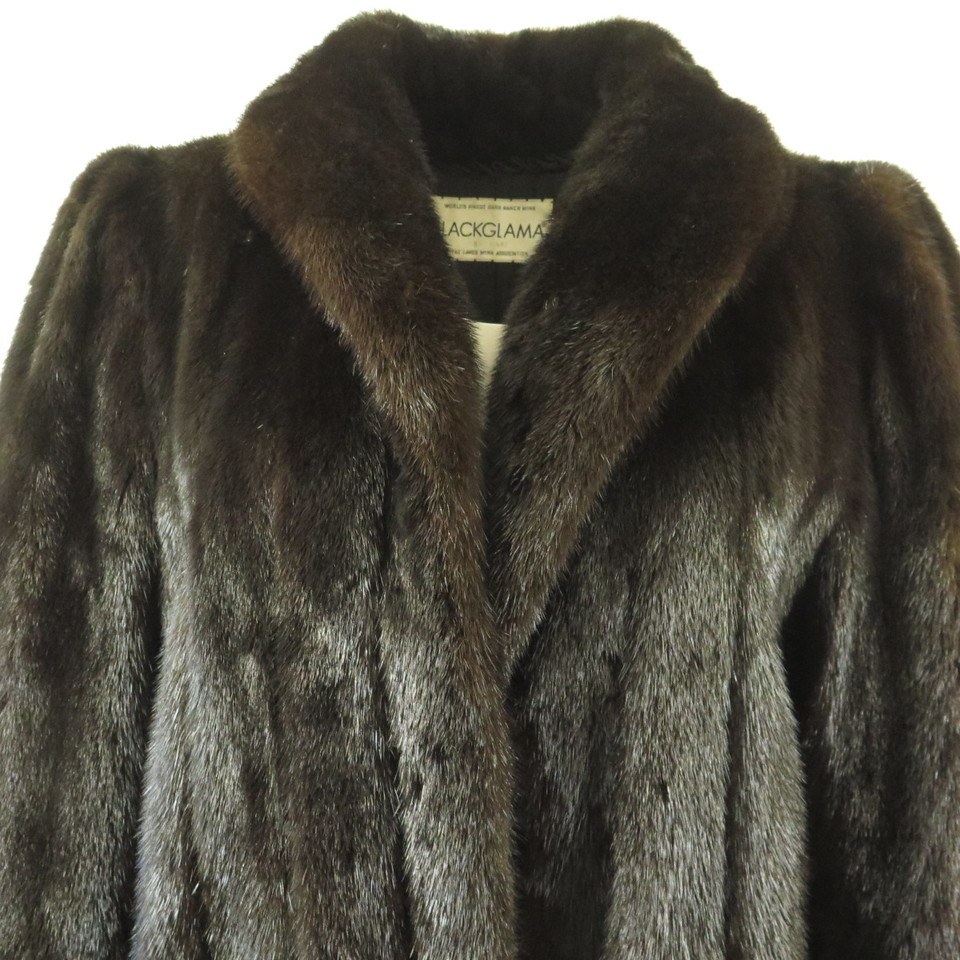 Vintage 80s Blackglama Mink Fur Coat Womens 8 Long Brown Dark Ranch ...