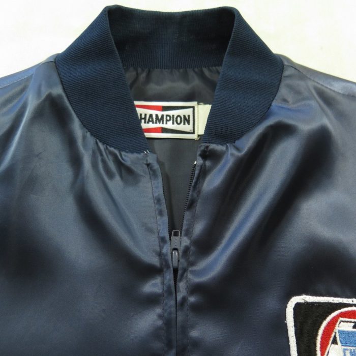 Vintage 80s Champion Racing Jacket Mens XL Satin Blue Chrysler Del