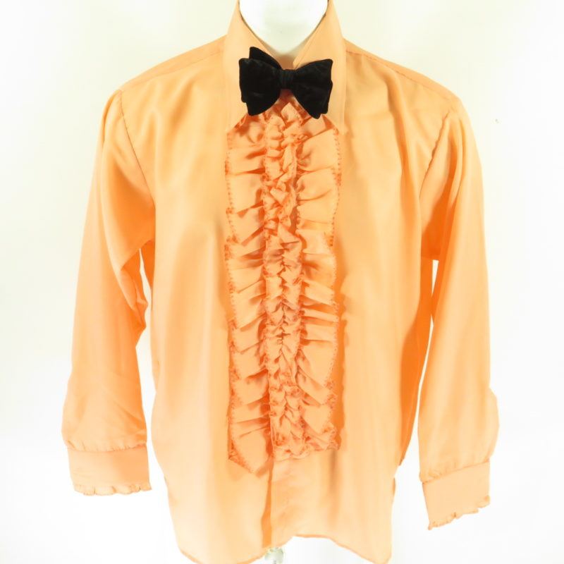 Vintage 70s Ruffle Tuxedo Shirt Mens XL Deadstock Polyester Ugo Vallini ...