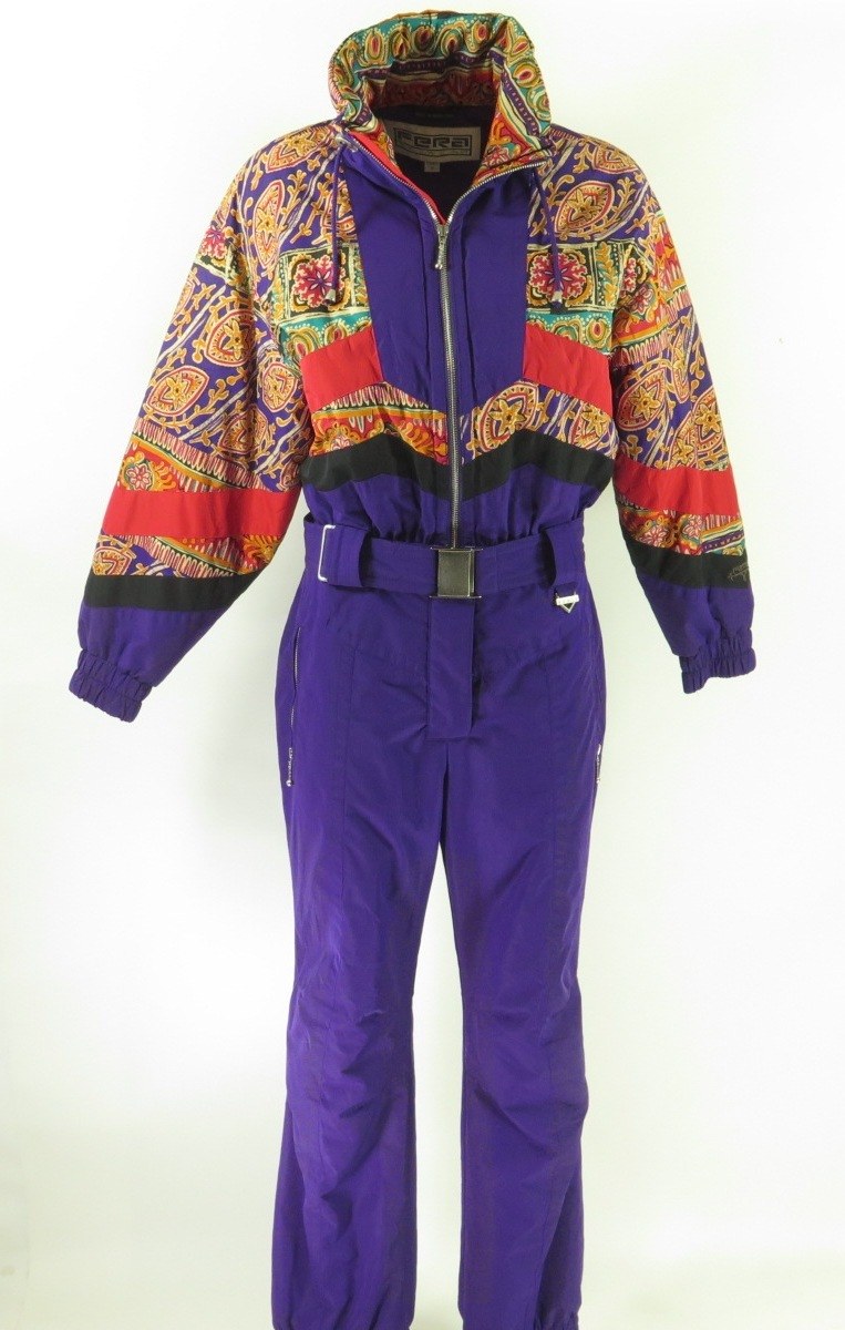 Vintage 80s Retro Ski Suit Womens 10 Fera Skiwear Puffy Purple Glam