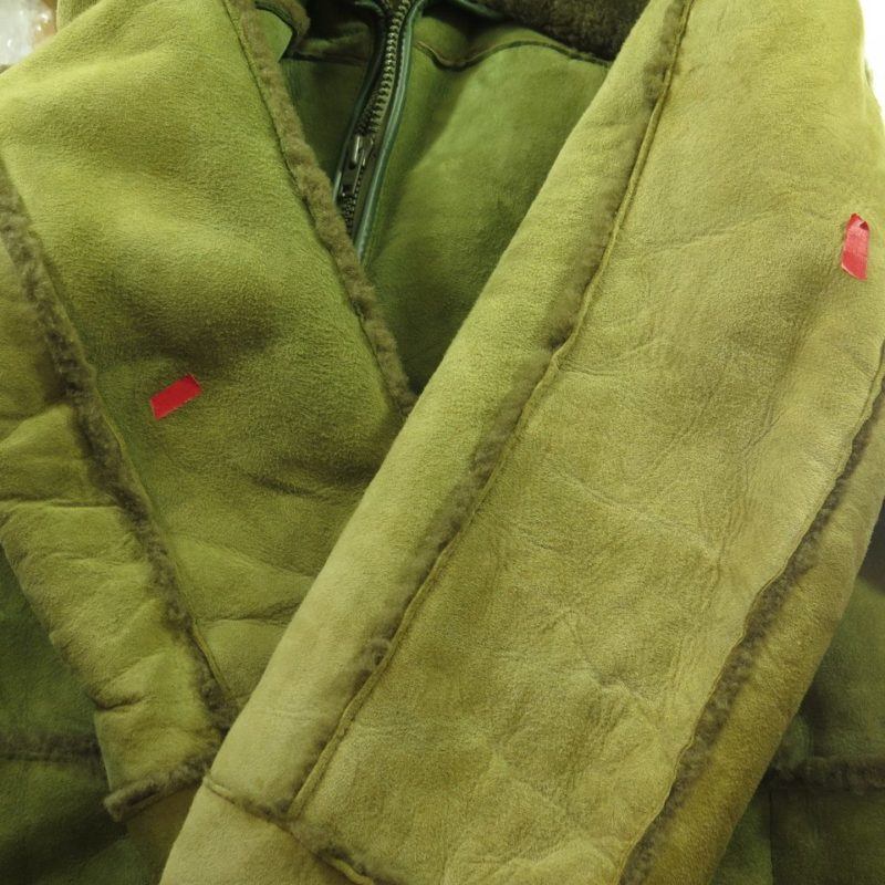 Vintage 80s Sheepskin Shearling Coat Jacket Mens 48 Green Knight