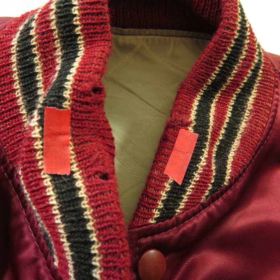 Vintage 60s Harvard Baseball Jacket Mens 44 Shiny Satin Red D Pockets ...
