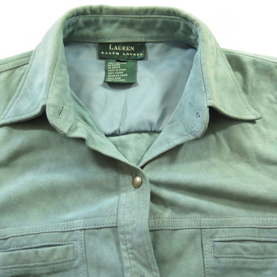 Lauren Ralph Lauren Suede Shirt Womens Medium Blue Leather Nubuck | The ...