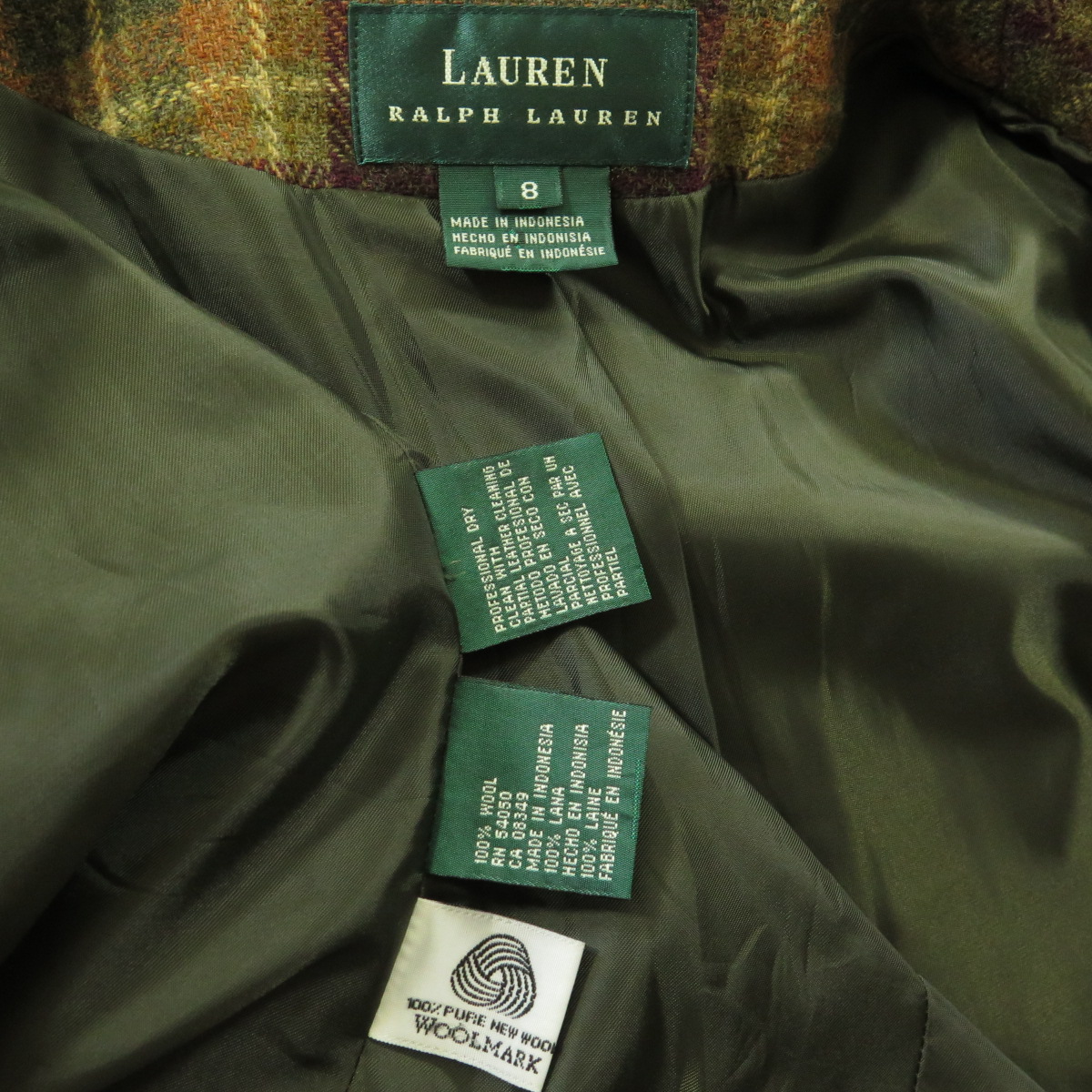 Vintage Ralph Lauren Plaid Blazer Womens 8 Suede Elbow Patches Leather Knot  | The Clothing Vault