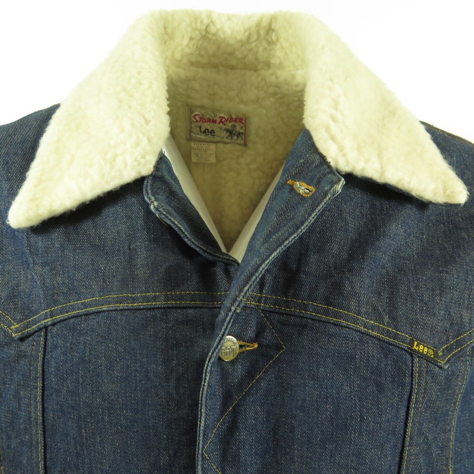 Vintage 60s Lee Storm Rider Jacket Mens XL Sherpa Trucker Denim Fleece ...