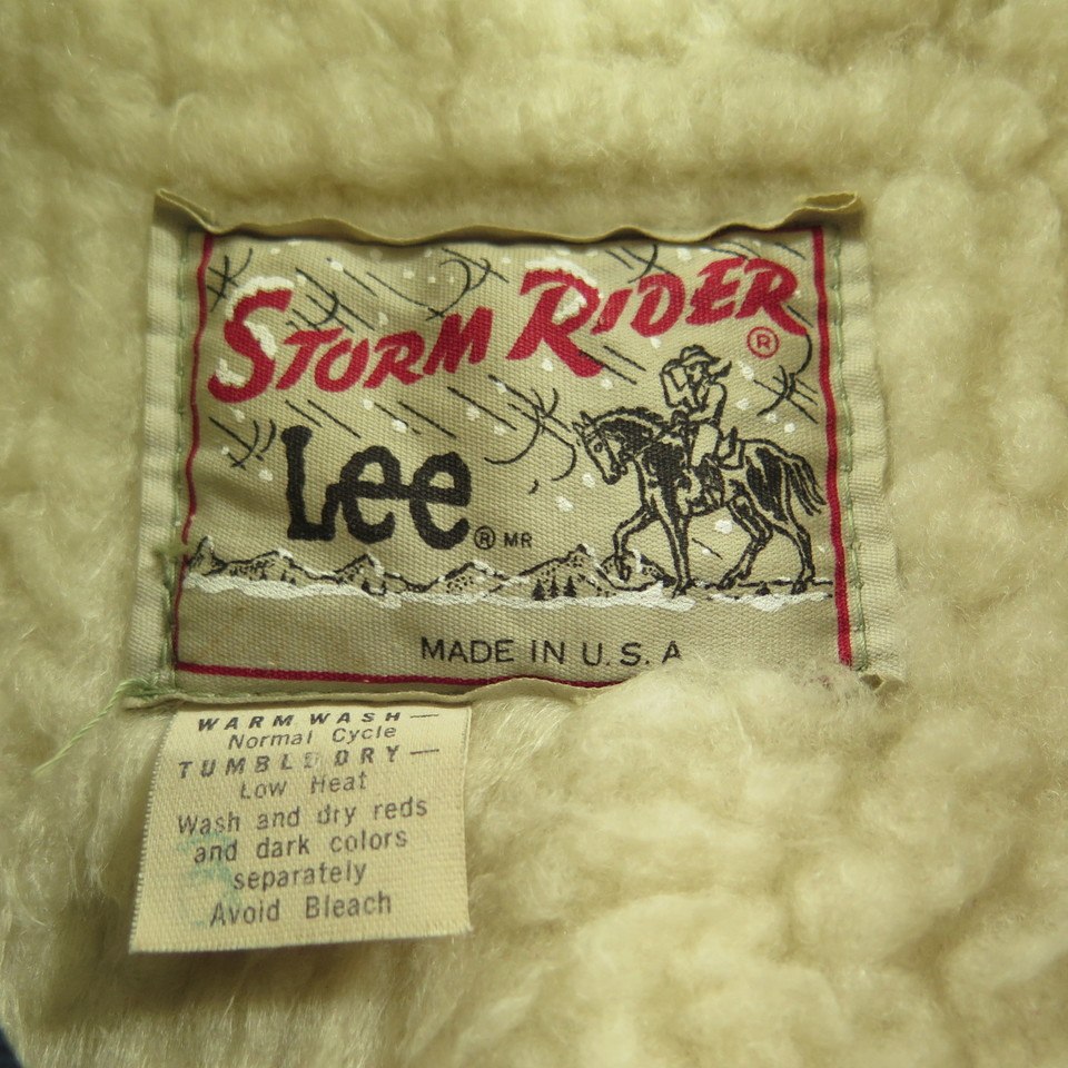 Vintage 60s Lee Storm Rider Jacket Mens XL Sherpa Trucker Denim Fleece ...