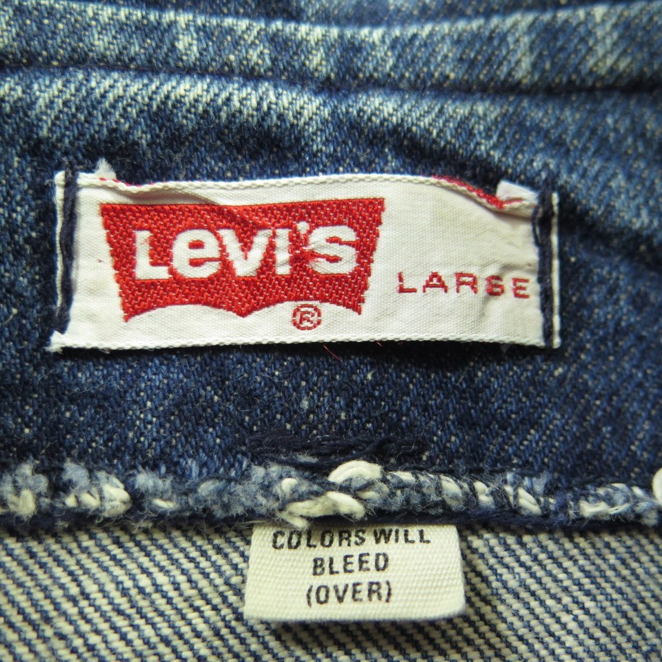 Vintage 70s Levis Long Denim Jacket Men L Orange Tab Work Hippie Blue ...