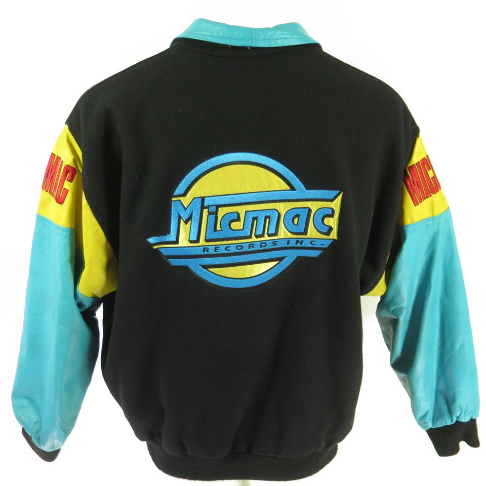 Vintage 80s Mickey Garcia Micmac Records Inc Jacket Mens L Varsity Style  Leather