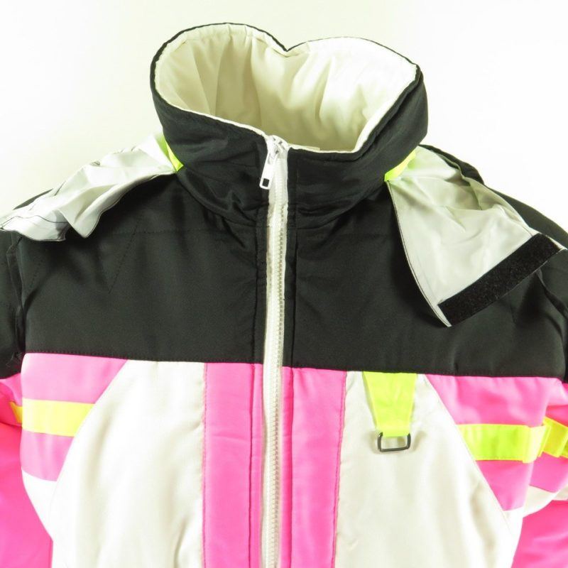 Vintage 80s Obermeyer Ski Jacket Mens M Puffy Retro Neon Yellow Pink ...